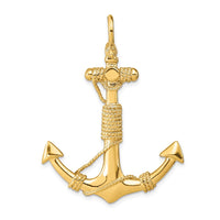 14K 3-D Solid Anchor with Rope Pendant-D4166