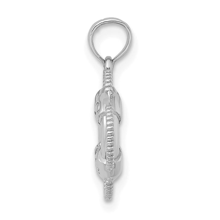 14K White 3D Gold Lifesaver Pendant-D4170W