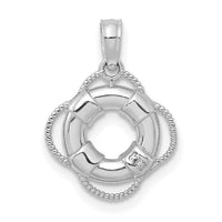 14K White 3D Gold Lifesaver Pendant-D4170W