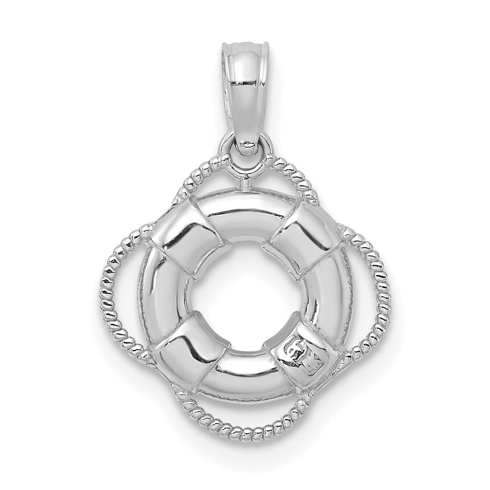 14K White 3D Gold Lifesaver Pendant-D4170W