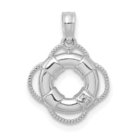 14K White 3D Gold Lifesaver Pendant-D4170W