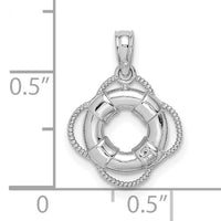 14K White 3D Gold Lifesaver Pendant-D4170W