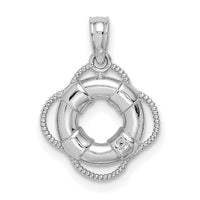 14K White 3D Gold Lifesaver Pendant-D4170W