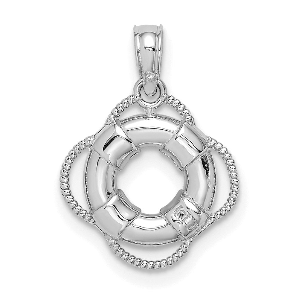 14K White 3D Gold Lifesaver Pendant-D4170W