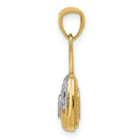 14K w/Rhodium 3D Reversible Heart Handbag Pendant-D4174