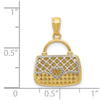 14K w/Rhodium 3D Reversible Heart Handbag Pendant-D4174
