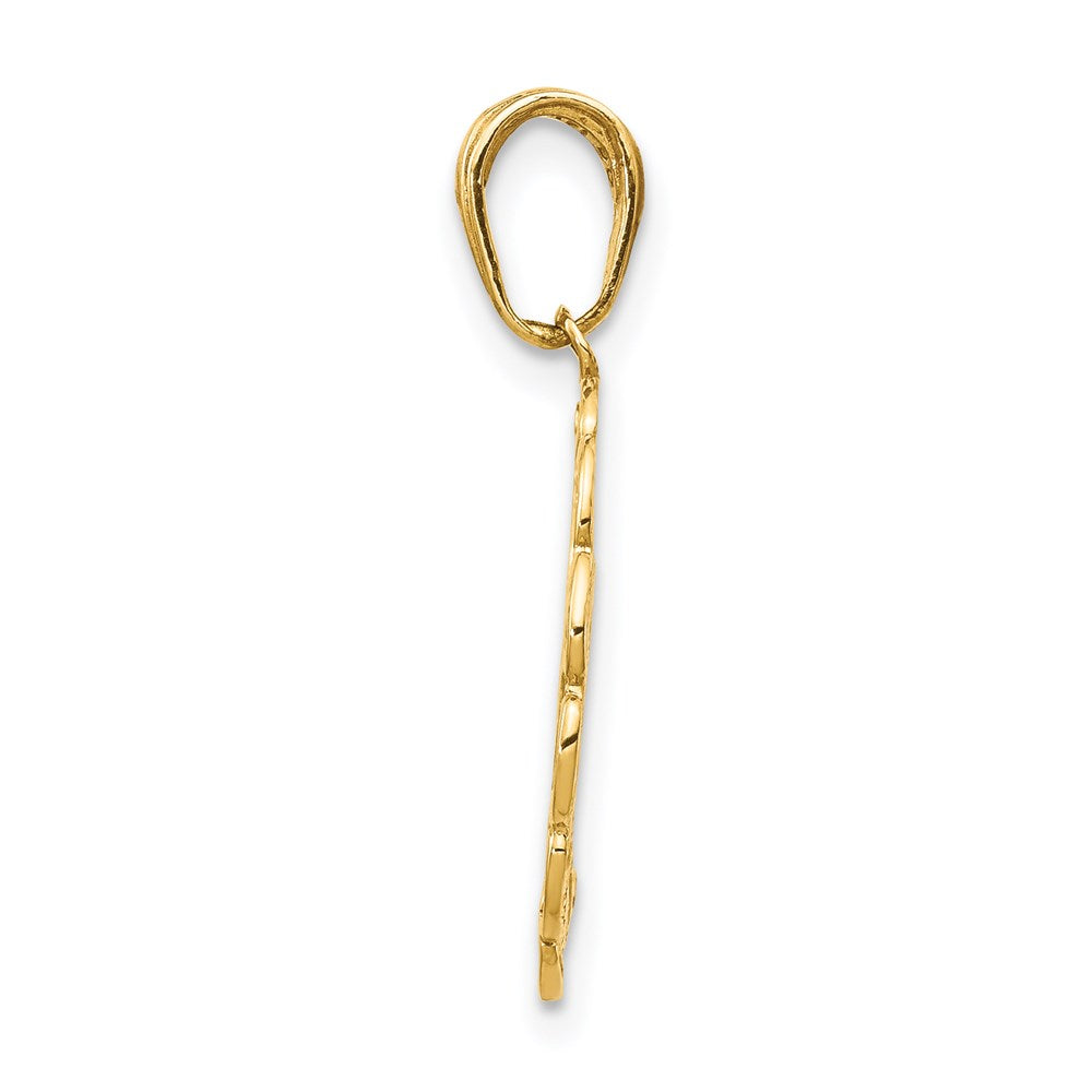 14K Hummingbird w/Flower in Frame Pendant-D4195