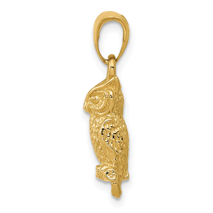 14K 3-D Owl Pendant-D4197