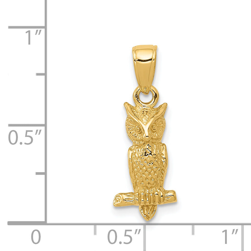 14K 3-D Owl Pendant-D4197