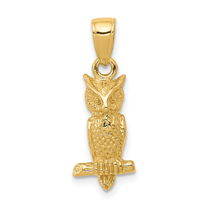 14K 3-D Owl Pendant-D4197