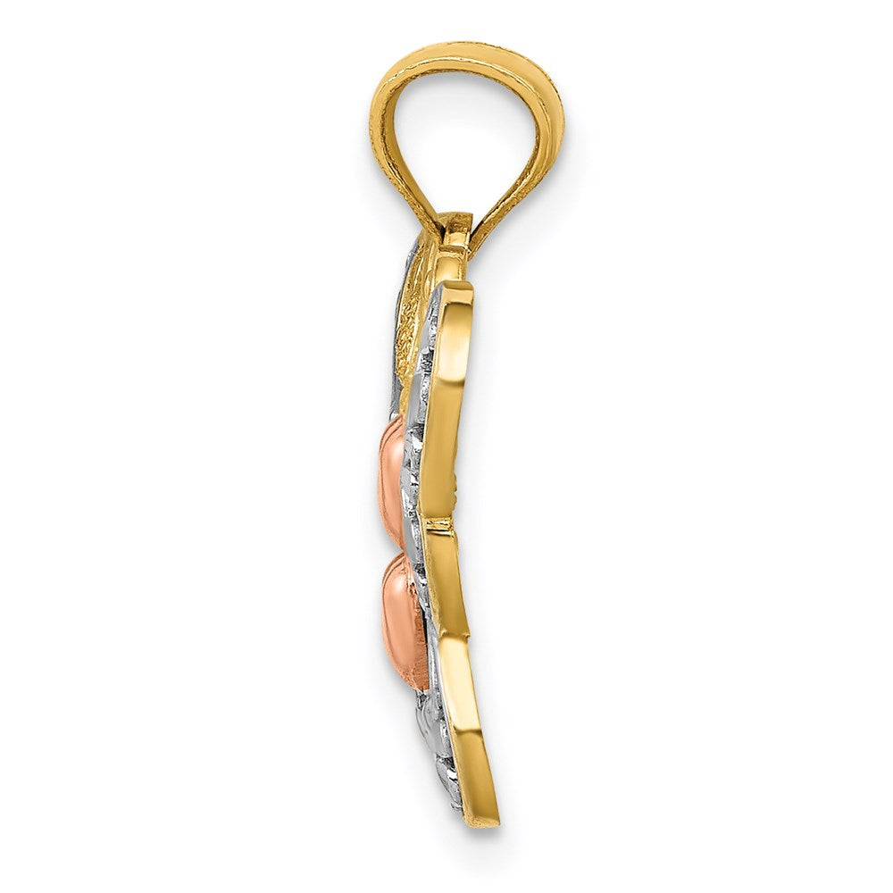 14k Two-tone w/White Rhodium Butterfly Pendant-D4201