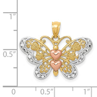 14k Two-tone w/White Rhodium Butterfly Pendant-D4201