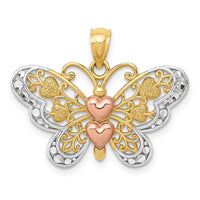 14k Two-tone w/White Rhodium Butterfly Pendant-D4201