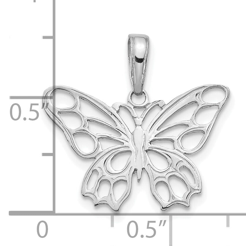 14k White Gold Polished Butterfly Cut-out Pendant-D4202W