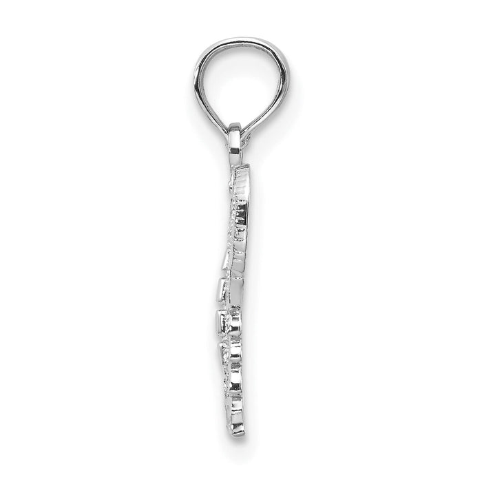 14K White Gold Diamond-cut Butterfly Pendant-D4207W