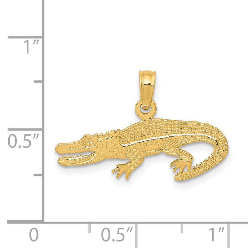 14K Textured Alligator Pendant-D4214