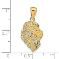 14K Lion Head Pendant-D4225