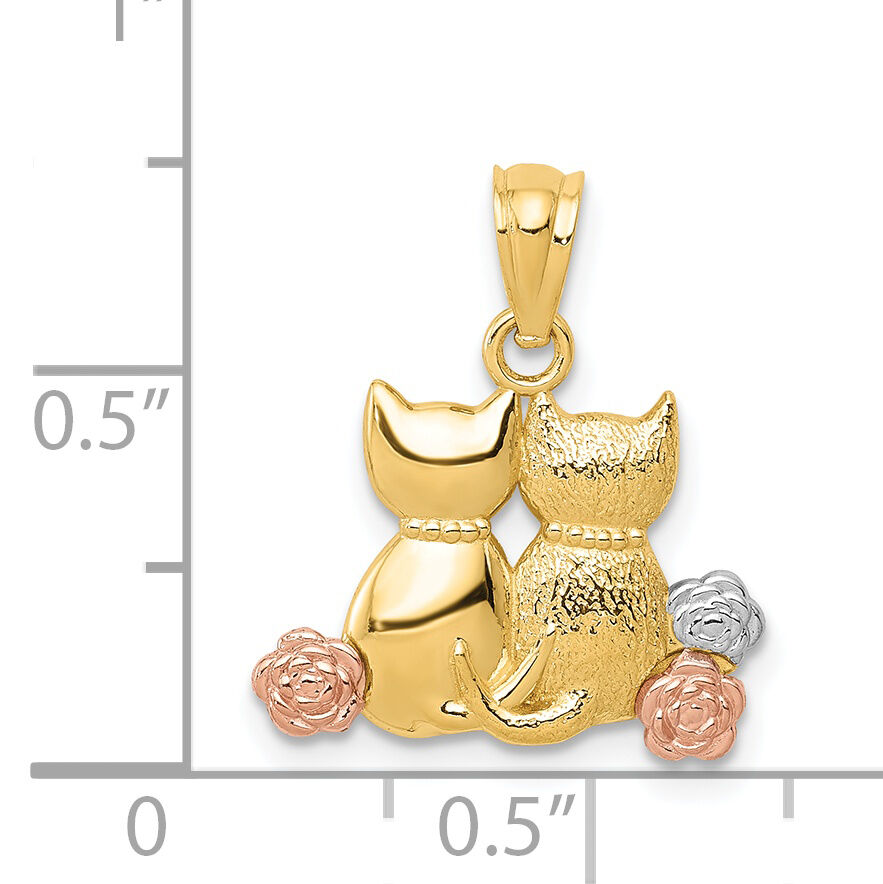 14k Two-tone w/White Rhodium Cats Pendant-D4236
