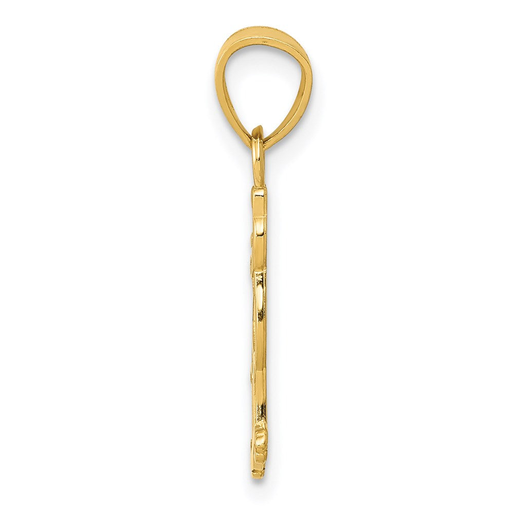 14k I HEART MY CAT on Reverse Cat Pendant-D4238