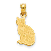 14k I HEART MY CAT on Reverse Cat Pendant-D4238