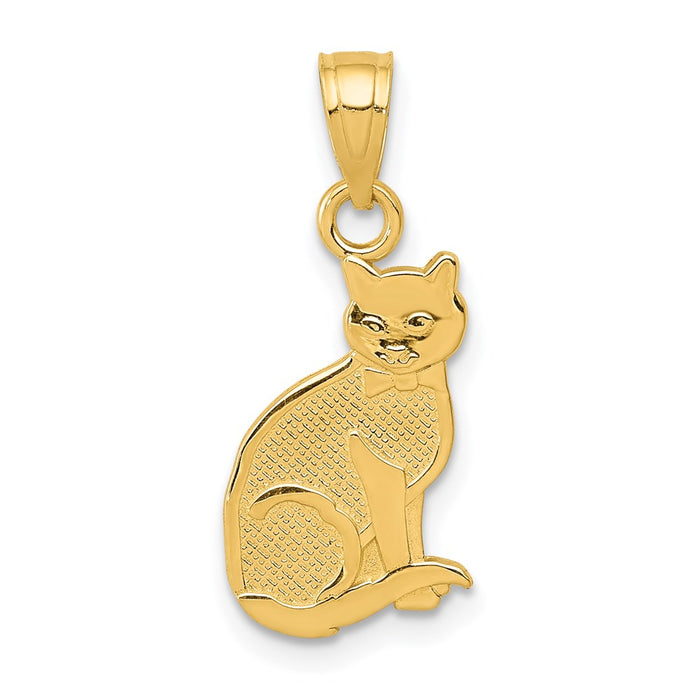 14k I HEART MY CAT on Reverse Cat Pendant-D4238