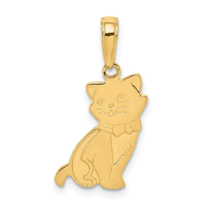 14K Sitting Cat Pendant-D4239