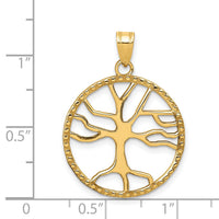 14K Tree of Life in Round Frame Pendant-D4245