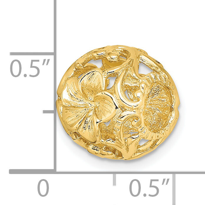 14K 3-D Cut-out Flower Barrel Slide Charm-D4248