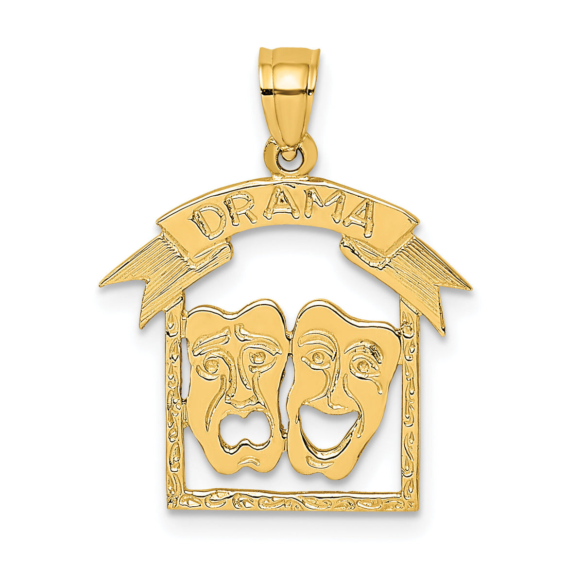 14K Comedy/Tragedy Drama Story in Frame Charm-D4260