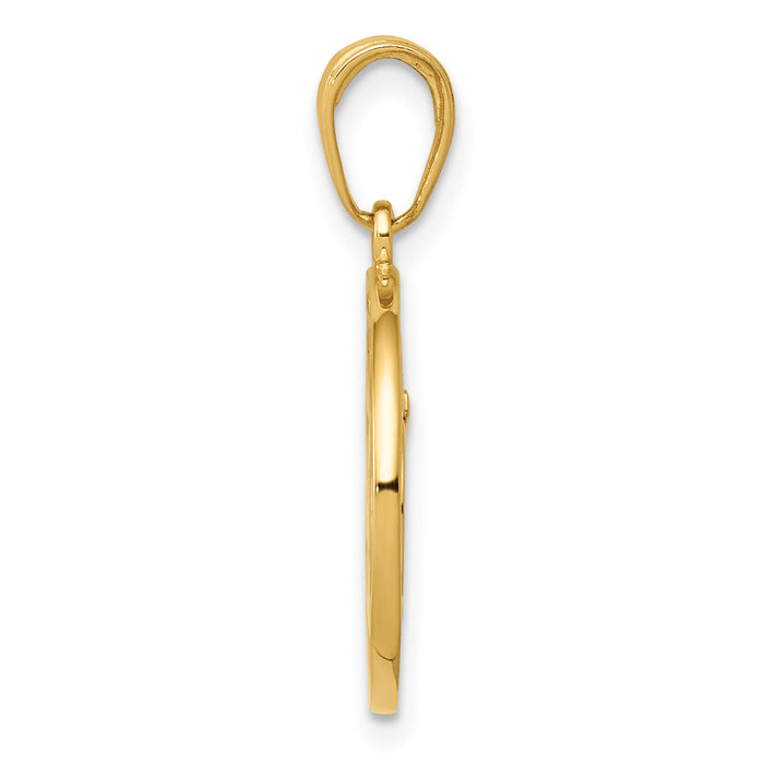 14K Cut-out Round Frame Yoga Om Symbol Pendant-D4264