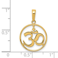 14K Cut-out Round Frame Yoga Om Symbol Pendant-D4264