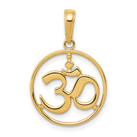 14K Cut-out Round Frame Yoga Om Symbol Pendant-D4264