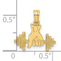 14K Hand Holding Barbell Charm-D4266