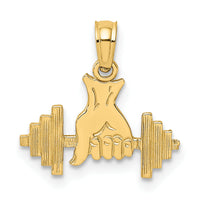 14K Hand Holding Barbell Charm-D4266