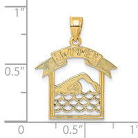 14K SWIMMER In Frame Charm-D4271