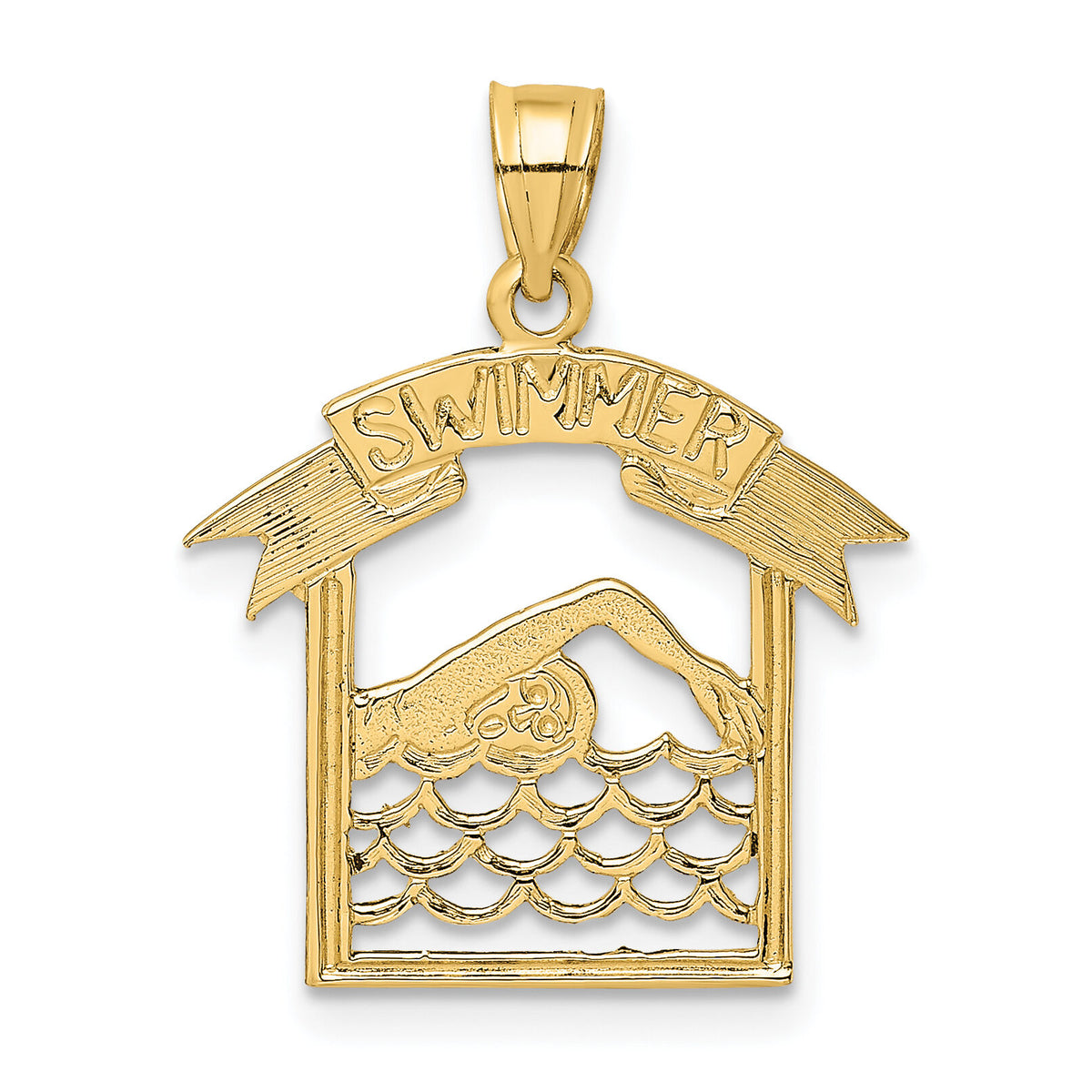 14K SWIMMER In Frame Charm-D4271
