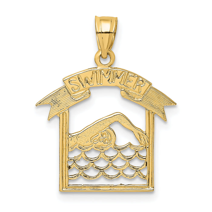 14K SWIMMER In Frame Charm-D4271