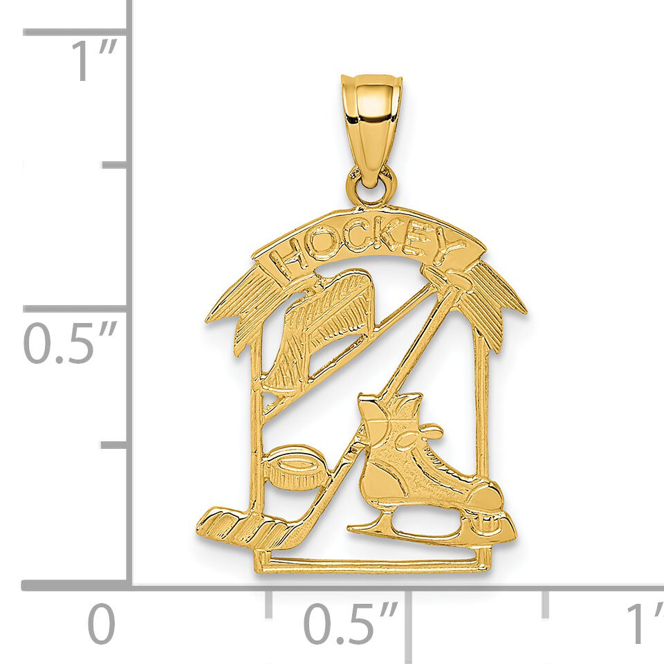 14K Hockey Story Framed Charm-D4277