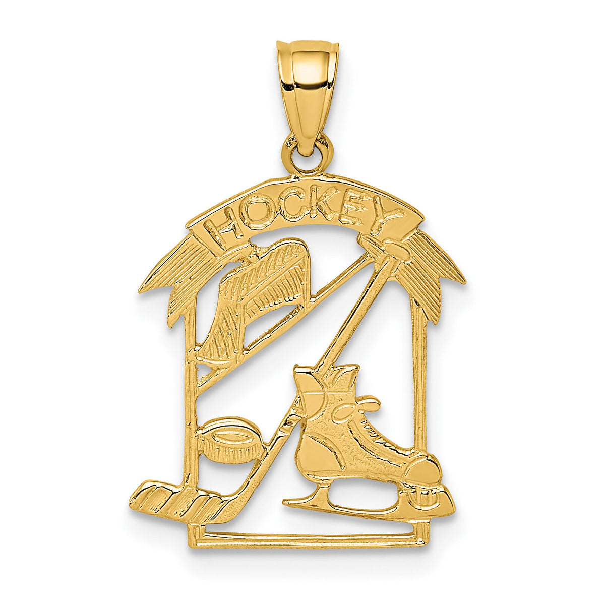 14K Hockey Story Framed Charm-D4277