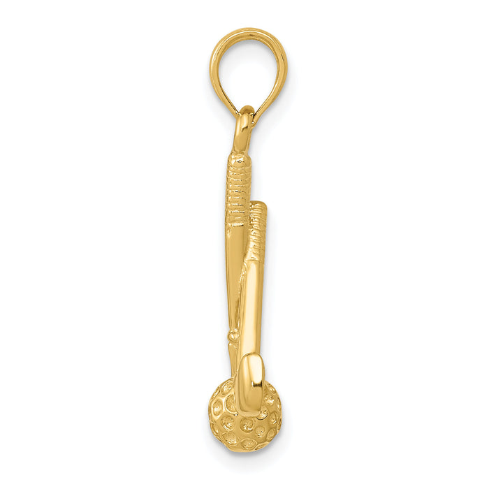 14K 3-D Clubs and Ball Pendant-D4281