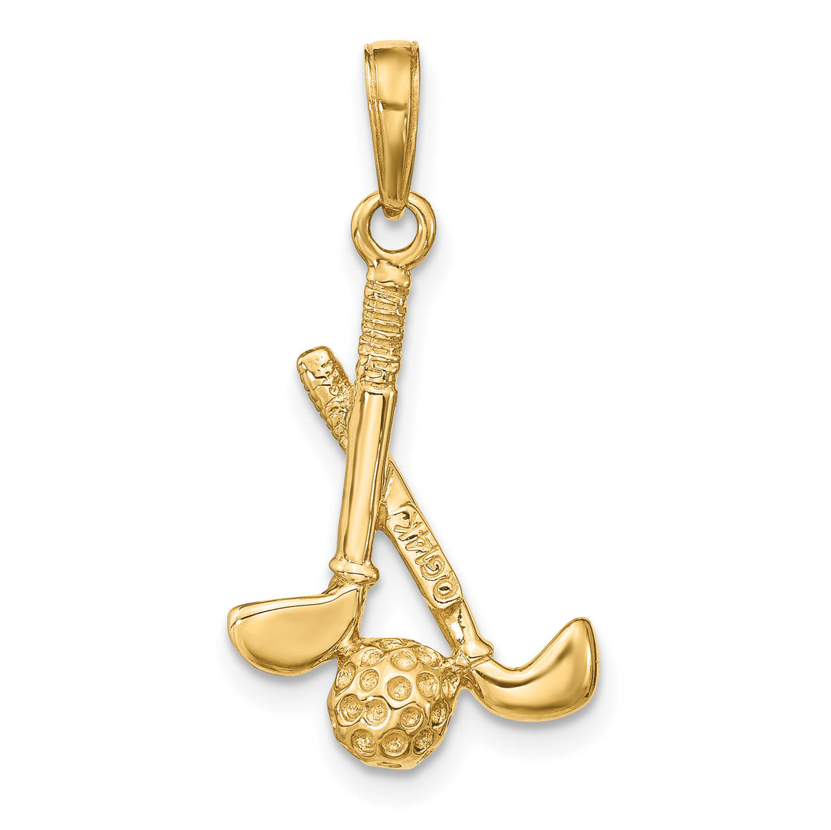14K 3-D Clubs and Ball Pendant-D4281
