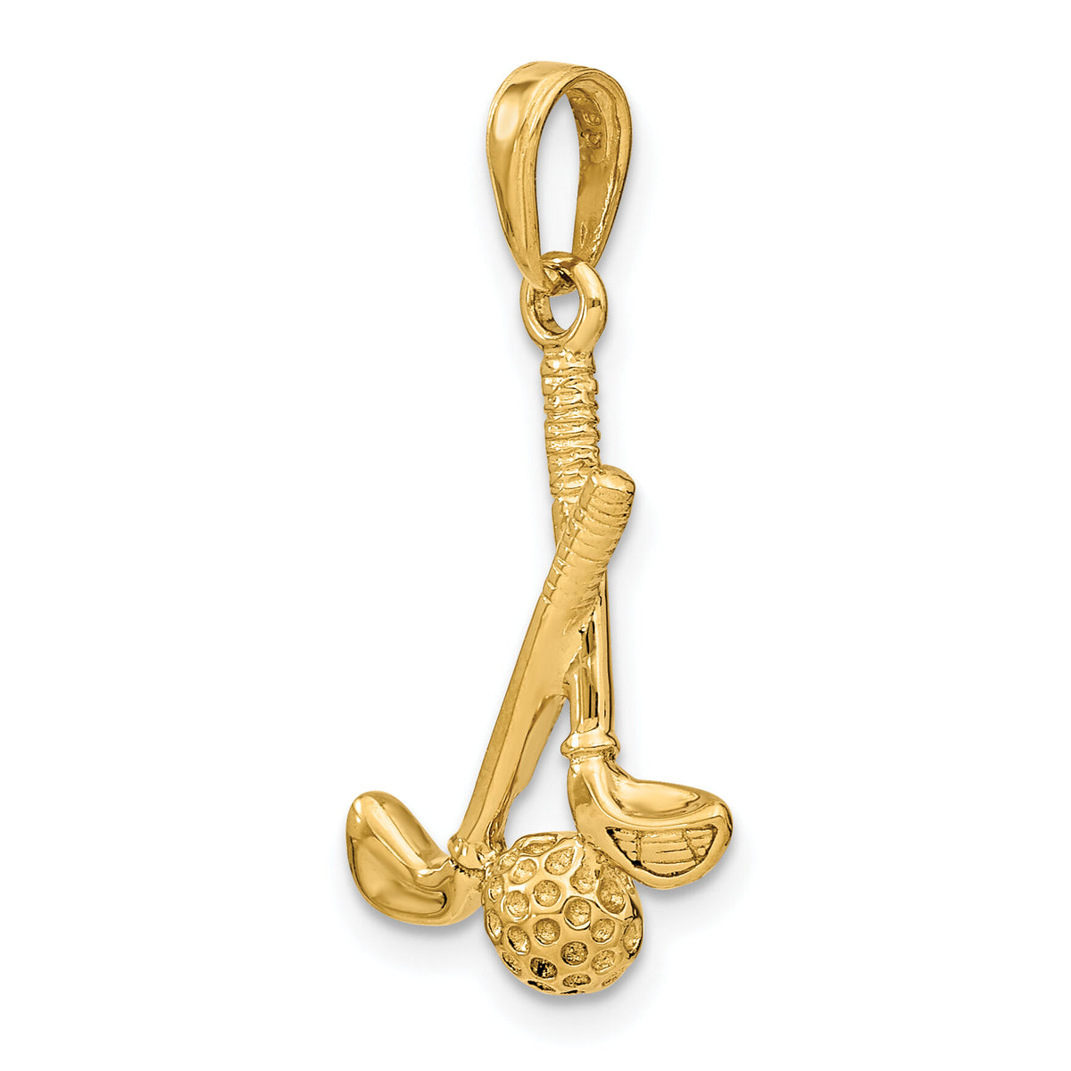 14K 3-D Clubs and Ball Pendant-D4281