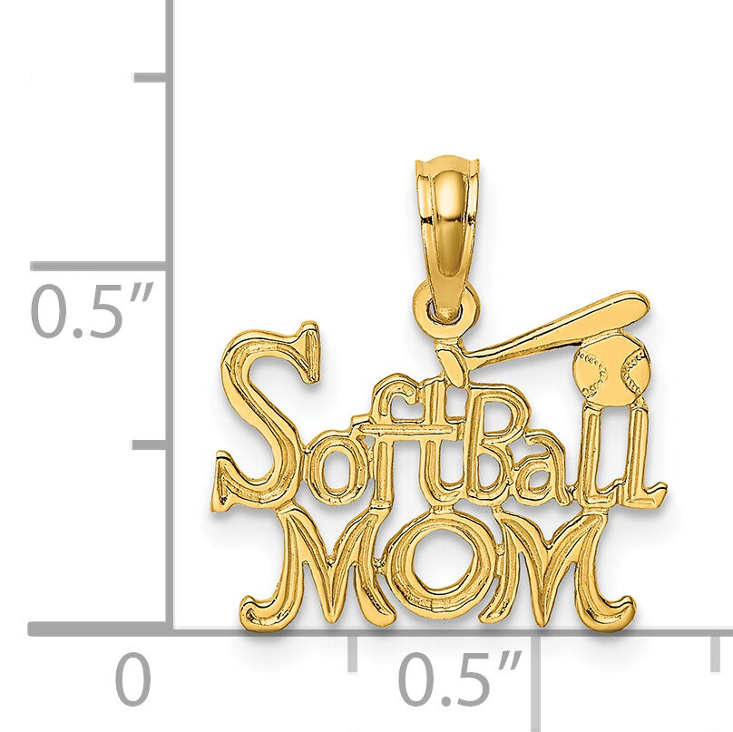 14K SOFTBALL MOM w/ Bat And Ball Charm-D4286