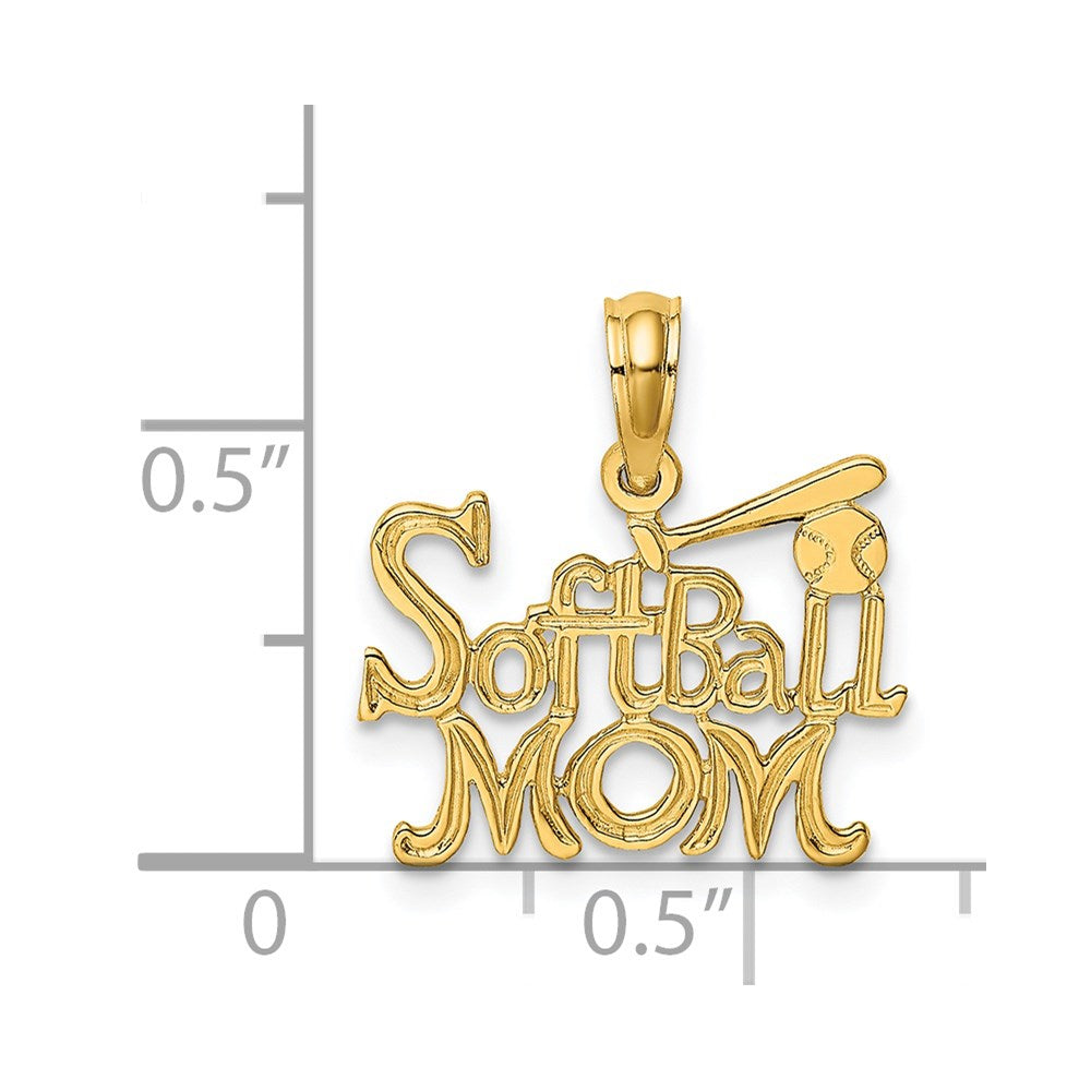 14K SOFTBALL MOM w/ Bat And Ball Charm-D4286