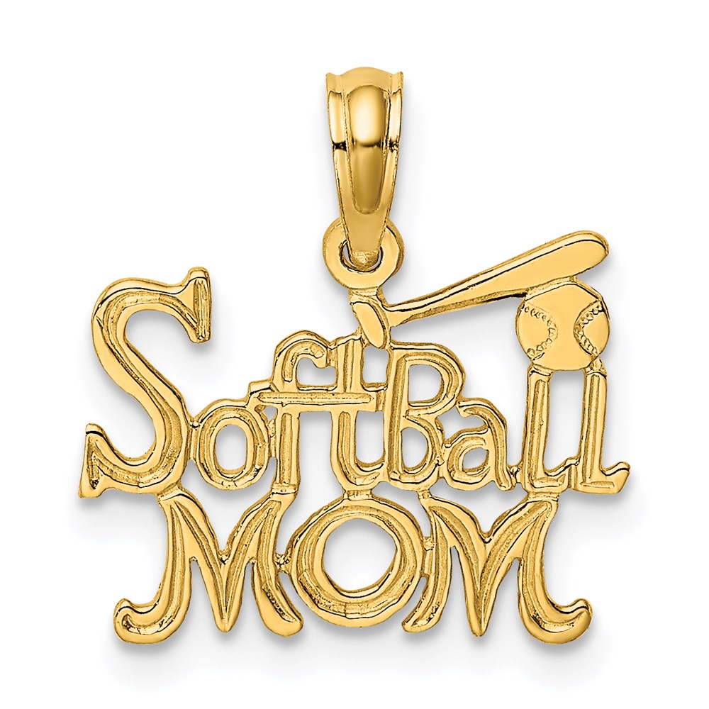 14K SOFTBALL MOM w/ Bat And Ball Charm-D4286