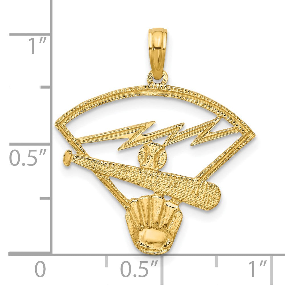 14K Baseball Diamond Pendant-D4289