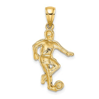 14K Boy Soccer Player Running with Ball Charm-D4295