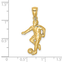 14K Boy Soccer Player Running with Ball Charm-D4295