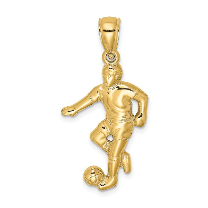 14K Boy Soccer Player Running with Ball Charm-D4295