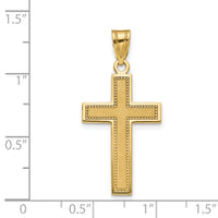 14K Medium Satin Cross Pendant-D4298